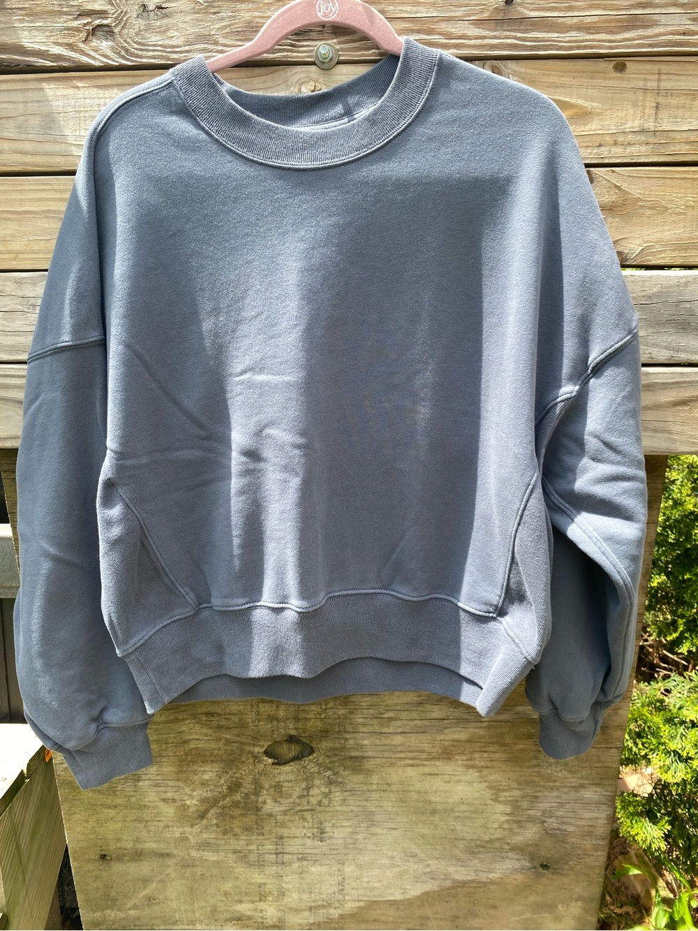 Abercrombie Washed Slate Gray Slightly Cropped Crewneck Sweatshirt Size Large